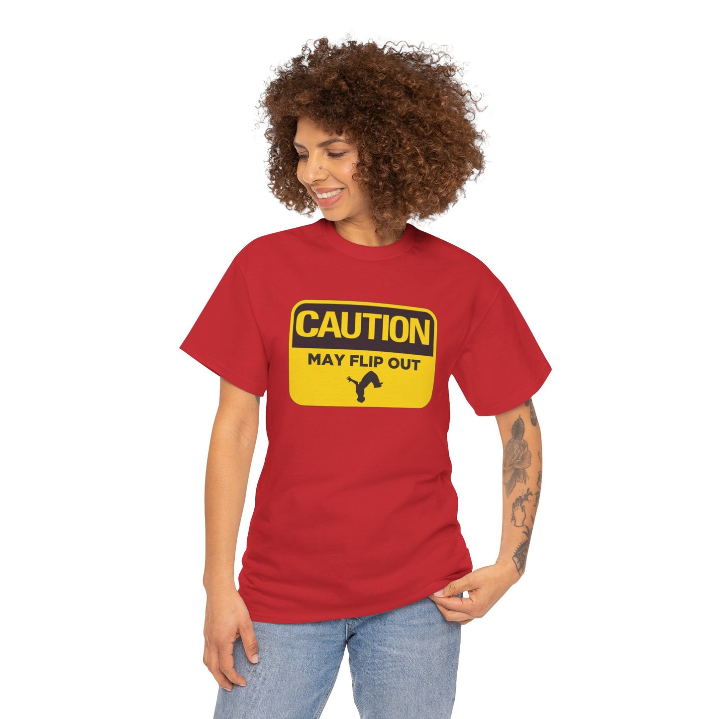 Adult T-Shirt - Caution May Flip Out - Gymnastics & Parkour Tee