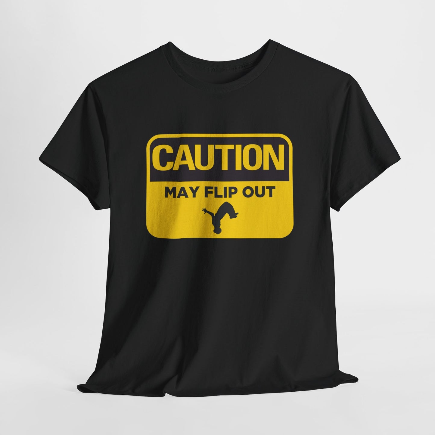 Adult T-Shirt - Caution May Flip Out - Gymnastics & Parkour Tee