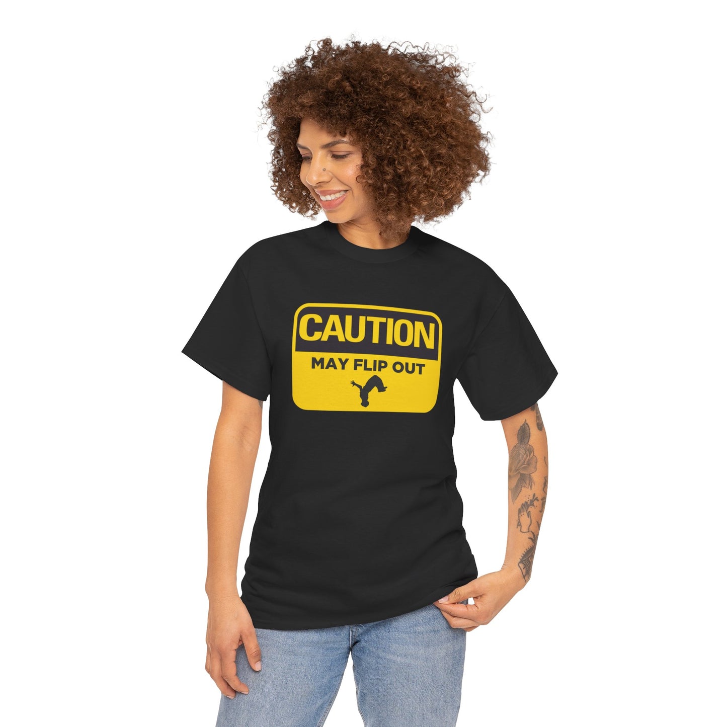 Adult T-Shirt - Caution May Flip Out - Gymnastics & Parkour Tee