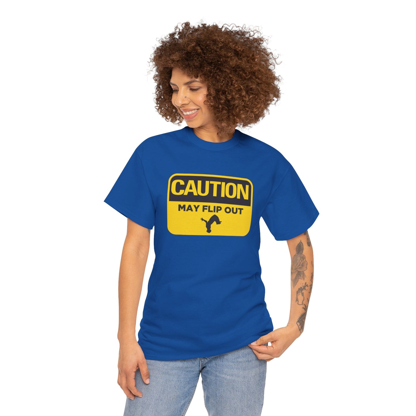 Adult T-Shirt - Caution May Flip Out - Gymnastics & Parkour Tee