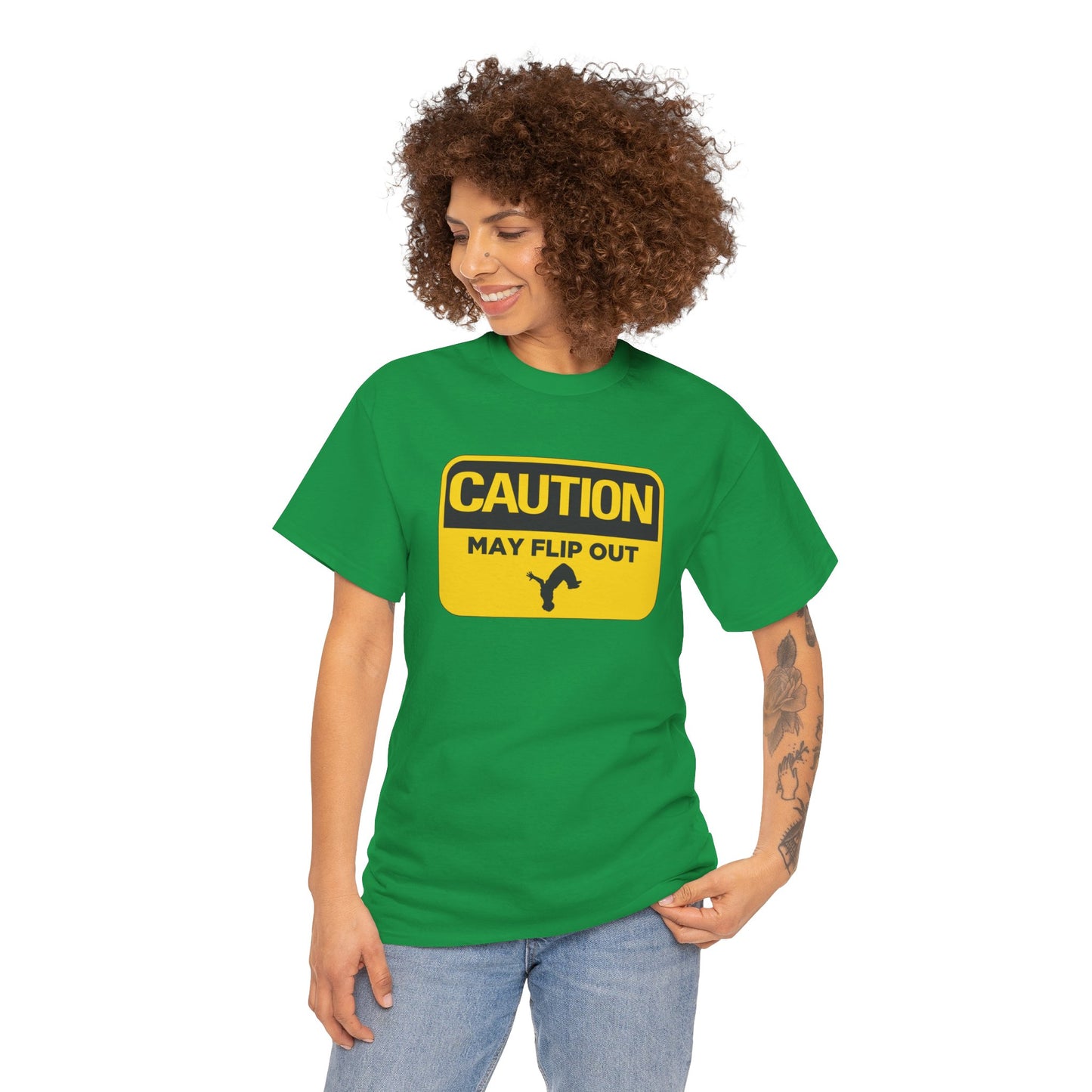 Adult T-Shirt - Caution May Flip Out - Gymnastics & Parkour Tee