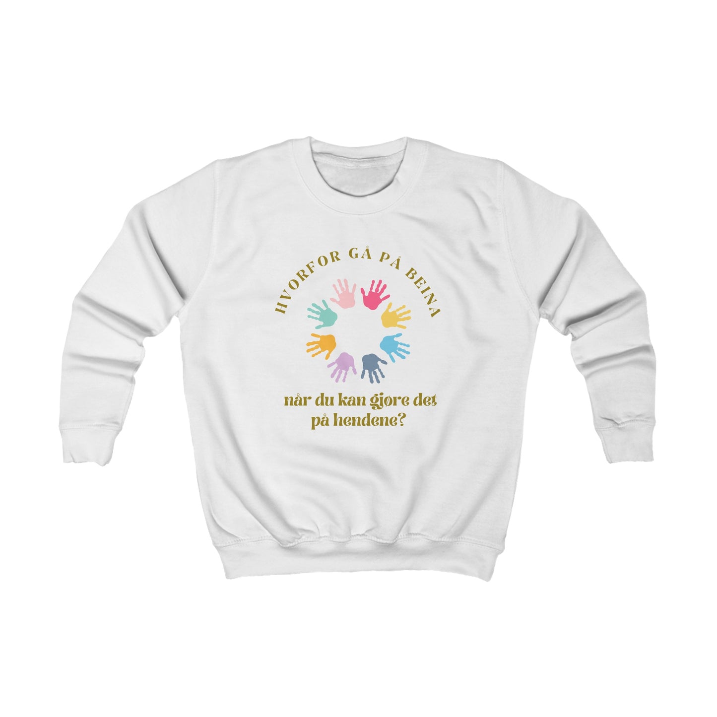 "Hvorfor gå på beina, når du kan gjøre det på hendene" – genser for små akrobater!