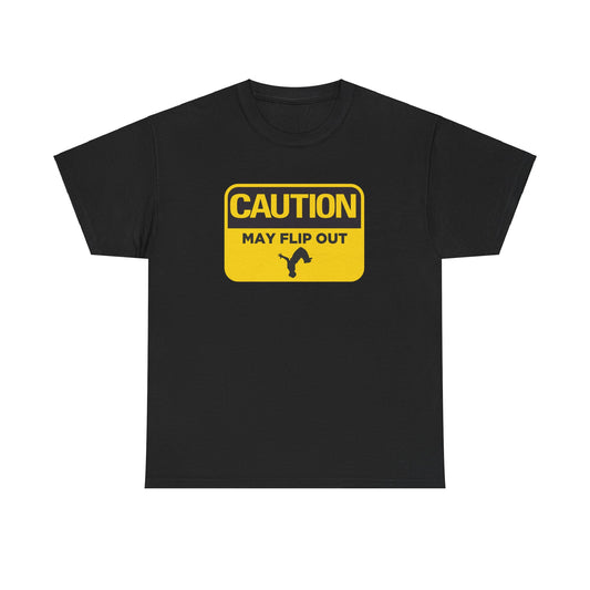 Adult T-Shirt - Caution May Flip Out - Gymnastics & Parkour Tee